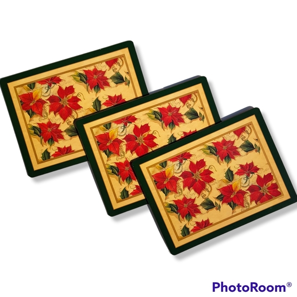 Pimpernel Dining Pimpernel Placemats Christmas Poinsettia Peace Joy